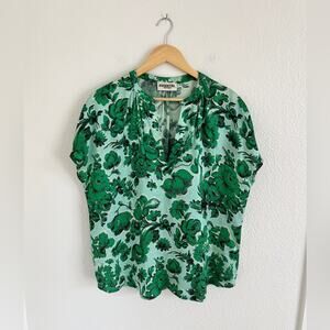 Essentiel Green Floral Short-Sleeve Blouse